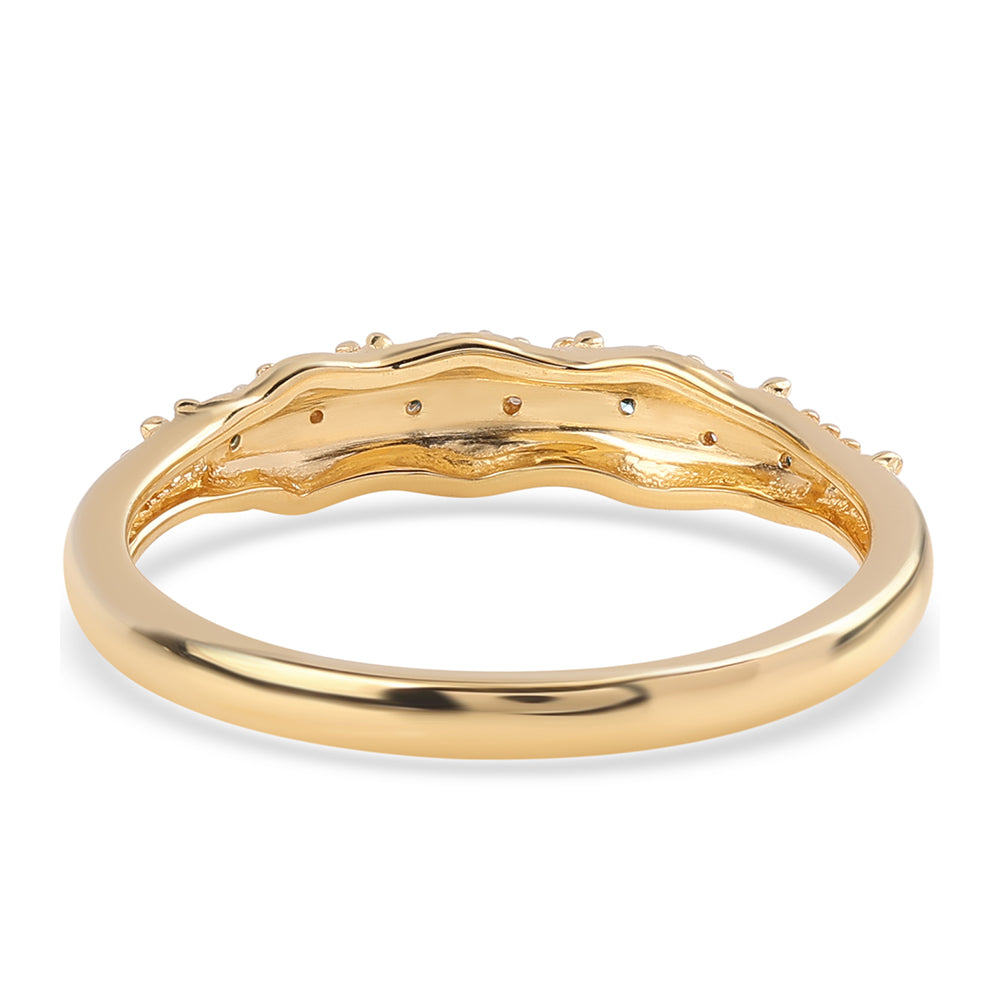 Inel din Argint 925 Placat cu Aur ( 2.28 grame ) cu Diamant Albastru și Diamant Alb 0.04 Carate 2 