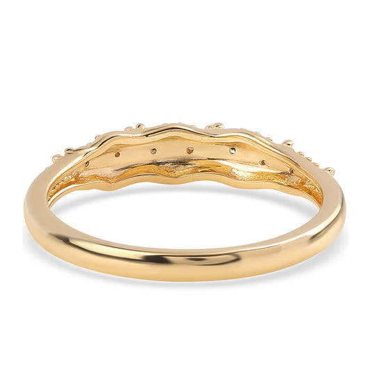 Inel din Argint 925 Placat cu Aur ( 2.28 grame ) cu Diamant Albastru și Diamant Alb 0.04 Carate