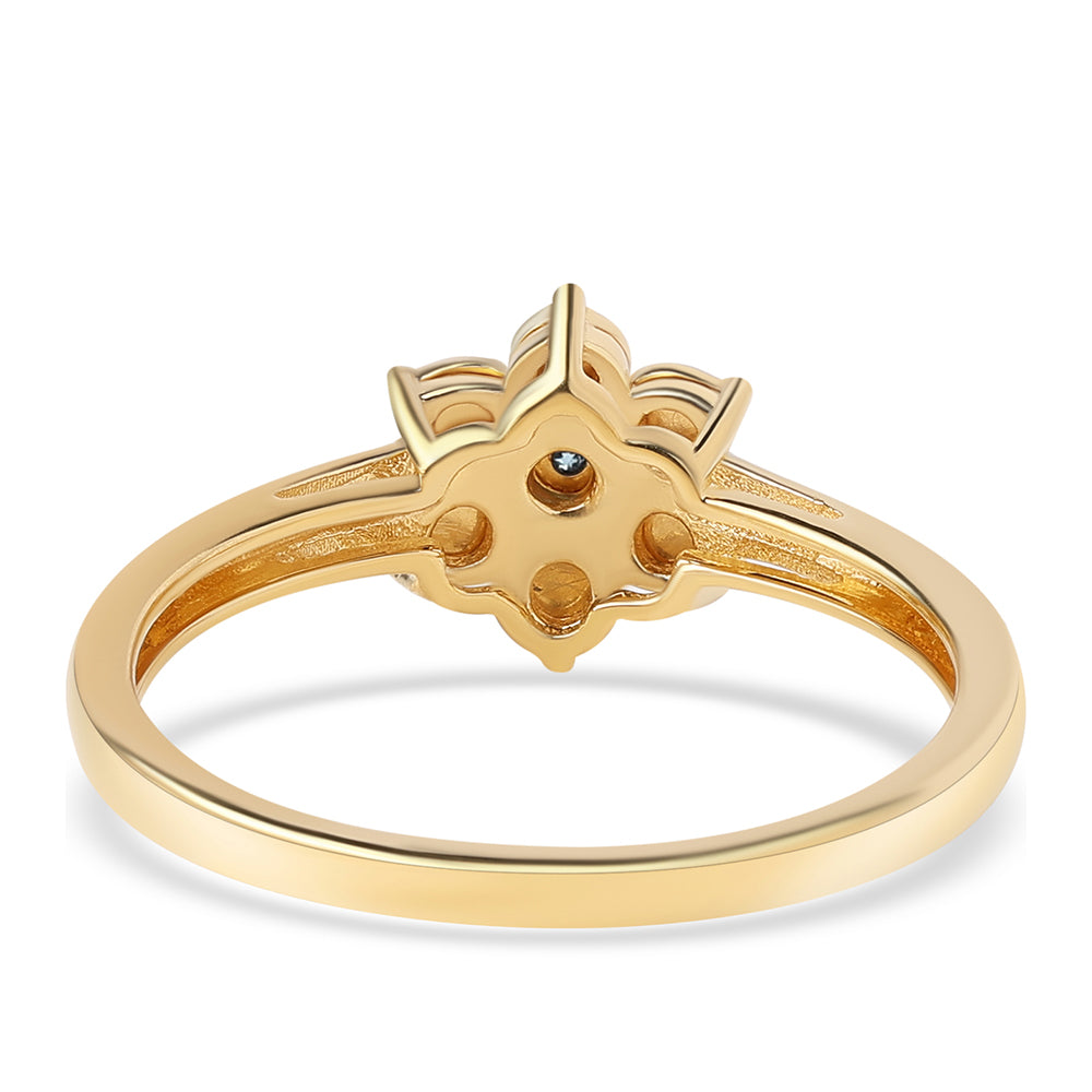 Inel din Argint 925 Placat cu Aur ( 2.54 grame ) cu Diamant Albastru