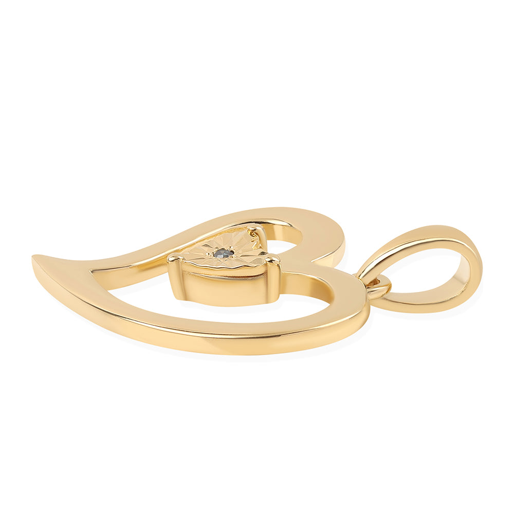 Pandantiv din Argint 925 Placat cu Aur ( 2.06 grame ) cu Diamant Albastru 0.01 Carate 2 