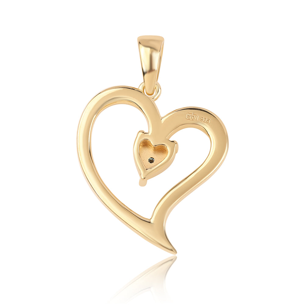 Pandantiv din Argint 925 Placat cu Aur ( 2.06 grame ) cu Diamant Albastru 0.01 Carate 3 