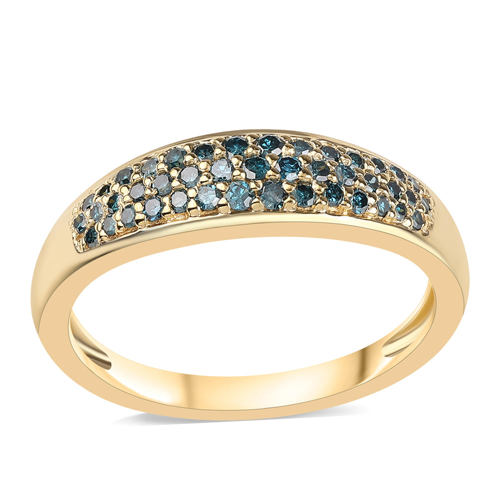 Inel din Argint 925 Placat cu Aur ( 2.28 grame ) cu Diamant Albastru 0.33 Carate 1 