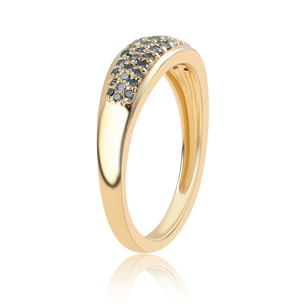 Inel din Argint 925 Placat cu Aur ( 2.28 grame ) cu Diamant Albastru 0.33 Carate 2 