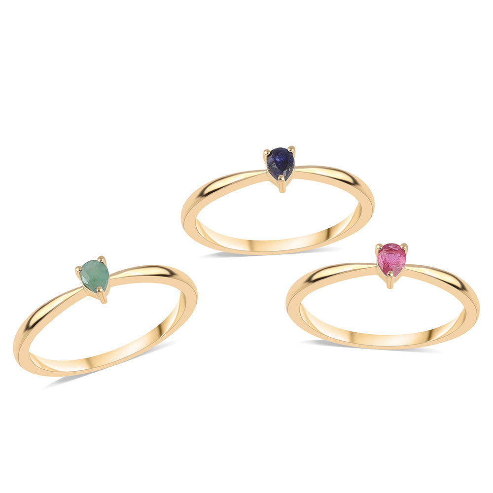 Set din Argint 925 Placat cu Aur ( 4.8 grame ) cu Rubin Thailandez și Smarald Brazilian 0.52 Carate ( Inel ) 1 