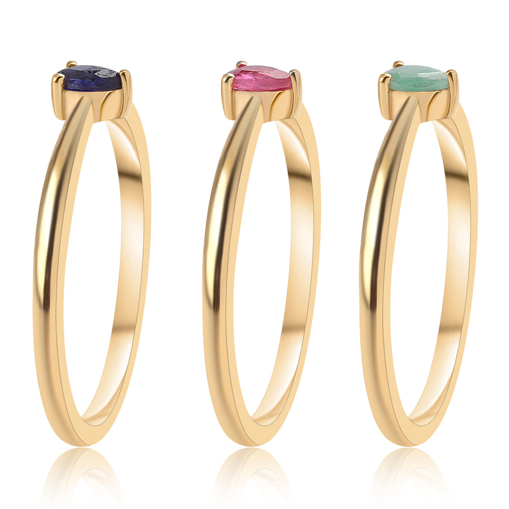 Set din Argint 925 Placat cu Aur ( 4.8 grame ) cu Rubin Thailandez și Smarald Brazilian 0.52 Carate ( Inel )