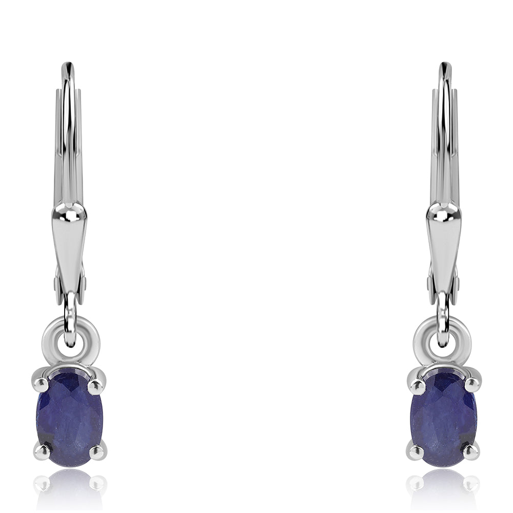 Cercei din Argint 925 ( 1.22 grame ) cu Safir Albastru Australian 1.36 Carate