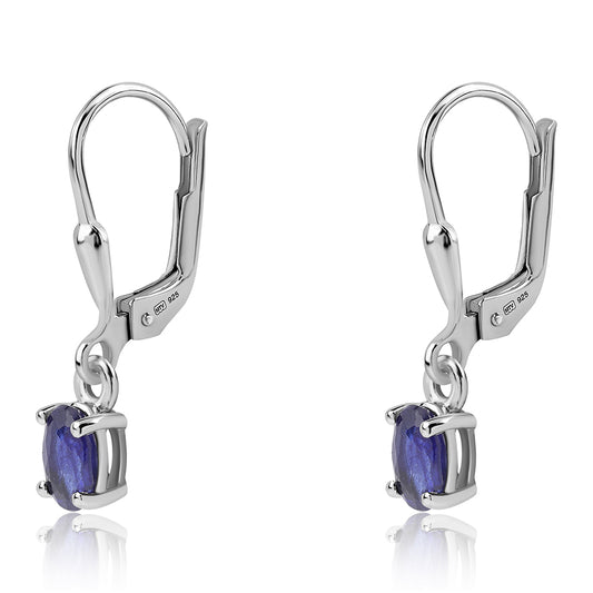 Cercei din Argint 925 ( 1.22 grame ) cu Safir Albastru Australian 1.36 Carate