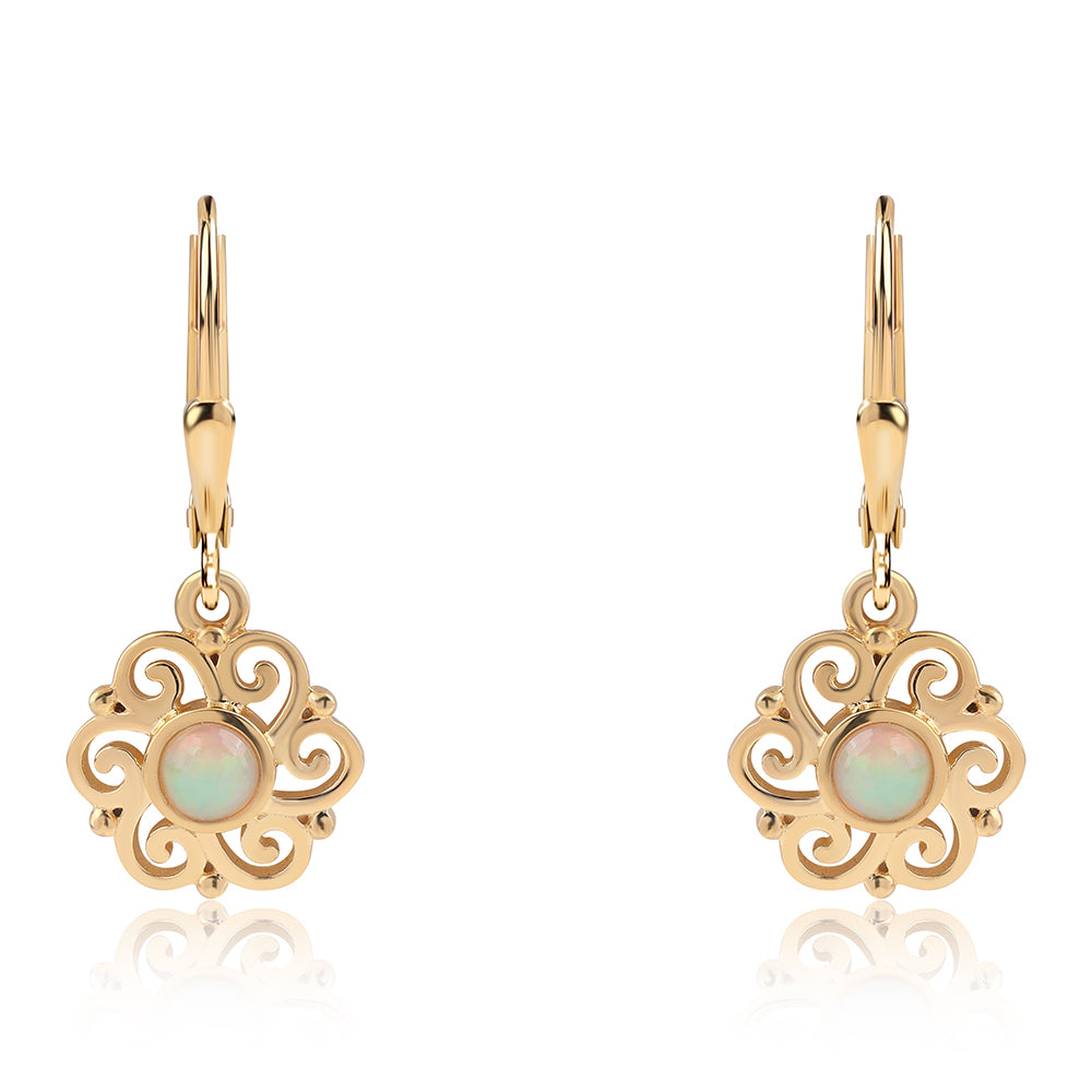 Cercei din Argint 925 Placat cu Aur ( 2.69 grame ) cu Opal Etiopian Lega Dembi 0.34 Carate 1 