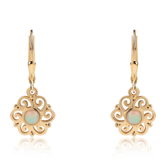 Cercei din Argint 925 Placat cu Aur ( 2.69 grame ) cu Opal Etiopian Lega Dembi 0.34 Carate