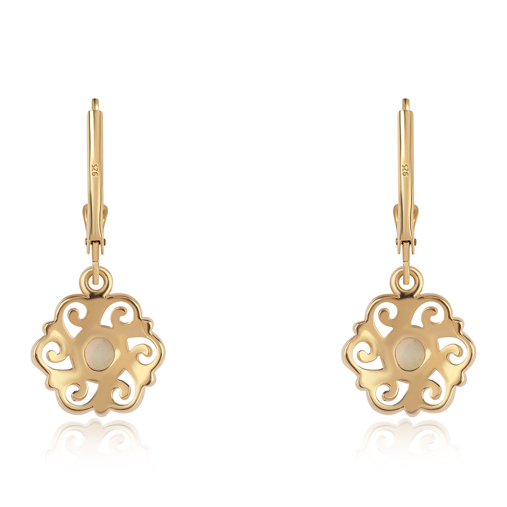 Cercei din Argint 925 Placat cu Aur ( 2.69 grame ) cu Opal Etiopian Lega Dembi 0.34 Carate 3 