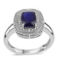 Inel din Argint 925 ( 2.92 grame ) cu Safir Albastru Australian și Topaz Alb 5.04 Carate