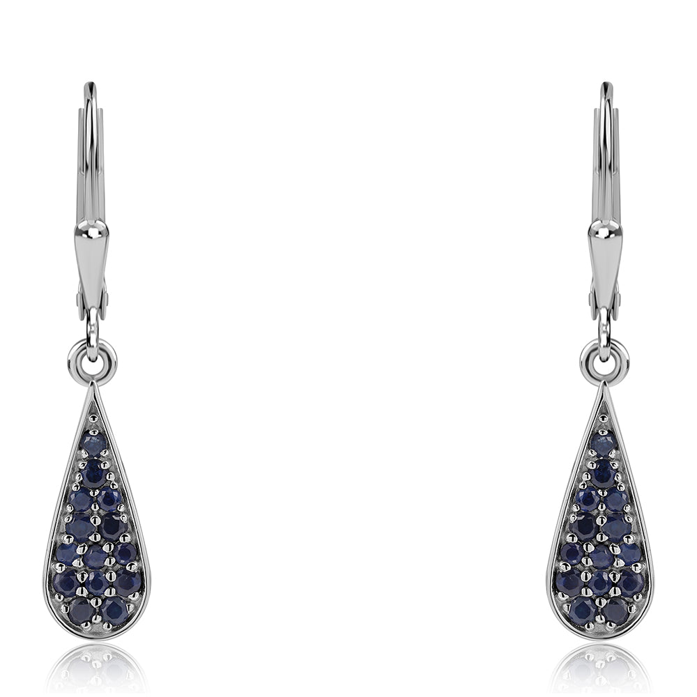 Cercei din Argint 925 ( 2.56 grame ) cu Safir Albastru Australian 0.42 Carate 1 