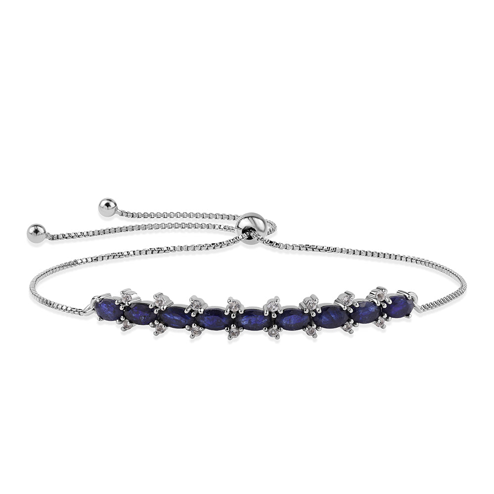 Brățară din Argint 925 ( 3.29 grame ) cu Safir Albastru Australian și Topaz Alb 3.39 Carate 1 