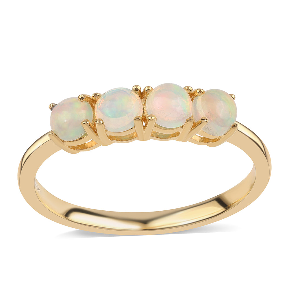Inel din Argint 925 Placat cu Aur ( 1.89 grame ) cu Opal Etiopian Lega Dembi 0.68 Carate 1 