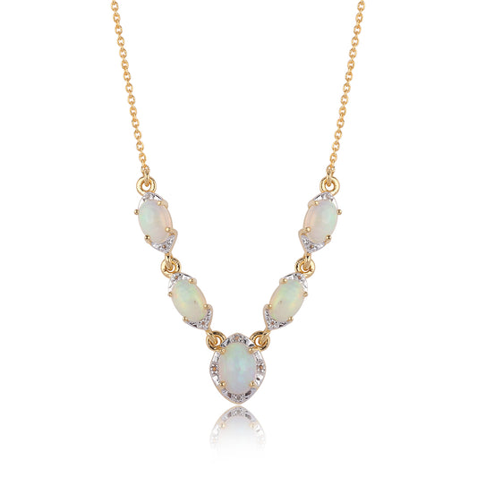 Colier din Argint 925 Placat cu Aur ( 4.45 grame ) cu Opal Etiopian Lega Dembi și Topaz Alb 1.97 Carate