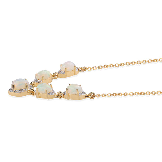 Colier din Argint 925 Placat cu Aur ( 4.45 grame ) cu Opal Etiopian Lega Dembi și Topaz Alb 1.97 Carate