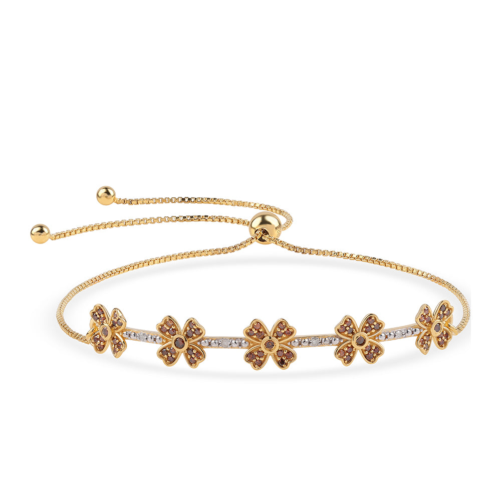 Brățară din Argint 925 Placat cu Aur ( 4.11 grame ) cu Diamant Roșu și Diamant Alb 0.46 Carate 1 