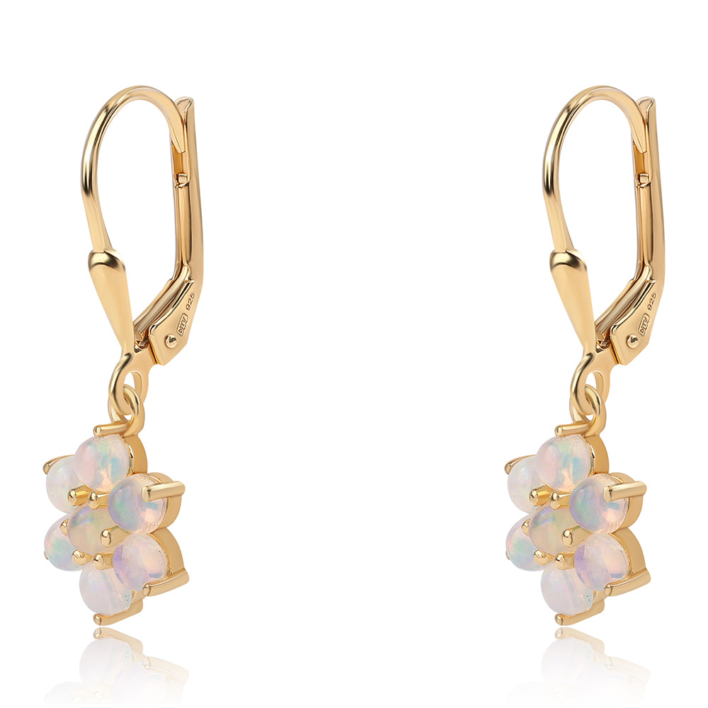 Cercei din Argint 925 Placat cu Aur ( 1.91 grame ) cu Opal Etiopian Lega Dembi 1.68 Carate 2 