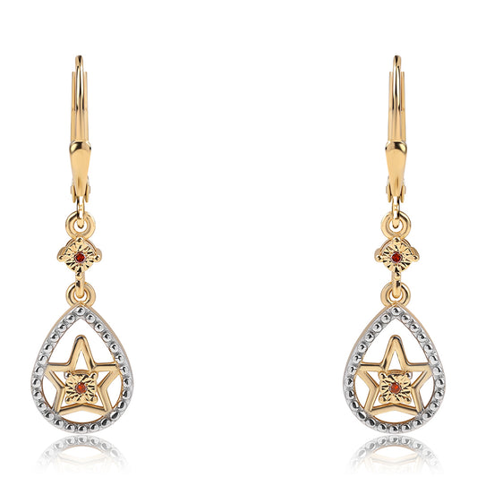 Cercei din Argint 925 Placat cu Aur ( 3.22 grame ) cu Diamant Roșu 0.03 Carate