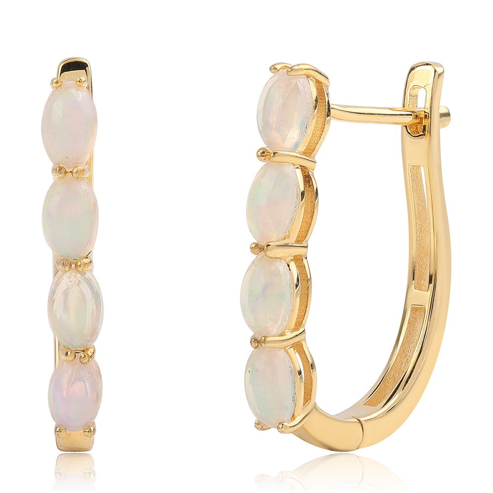 Cercei din Argint 925 Placat cu Aur ( 2.89 grame ) cu Opal Etiopian Lega Dembi 1.28 Carate 1 