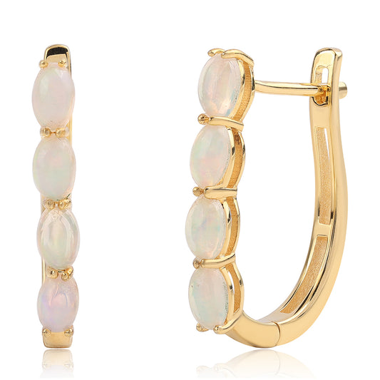 Cercei din Argint 925 Placat cu Aur ( 2.89 grame ) cu Opal Etiopian Lega Dembi 1.28 Carate