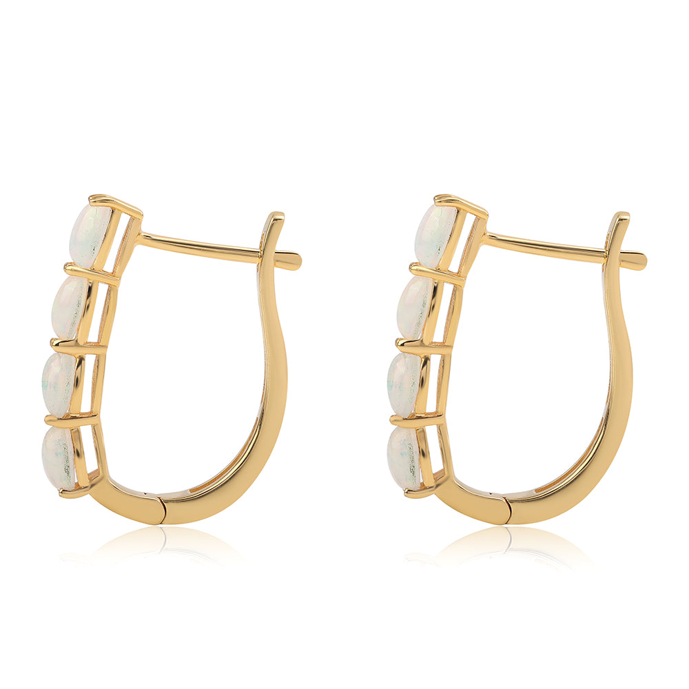 Cercei din Argint 925 Placat cu Aur ( 2.89 grame ) cu Opal Etiopian Lega Dembi 1.28 Carate 2 