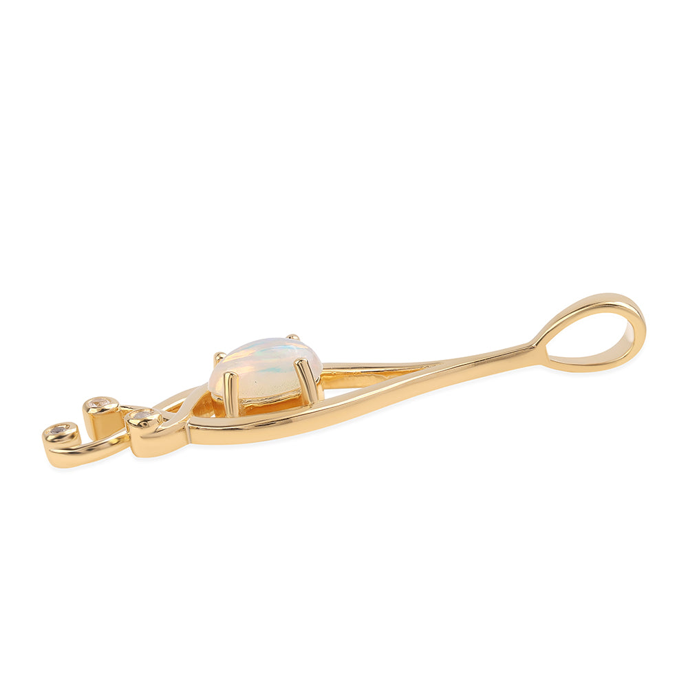 Pandantiv din Argint 925 Placat cu Aur ( 1.83 grame ) cu Opal Etiopian Lega Dembi și Topaz Alb 0.57 Carate