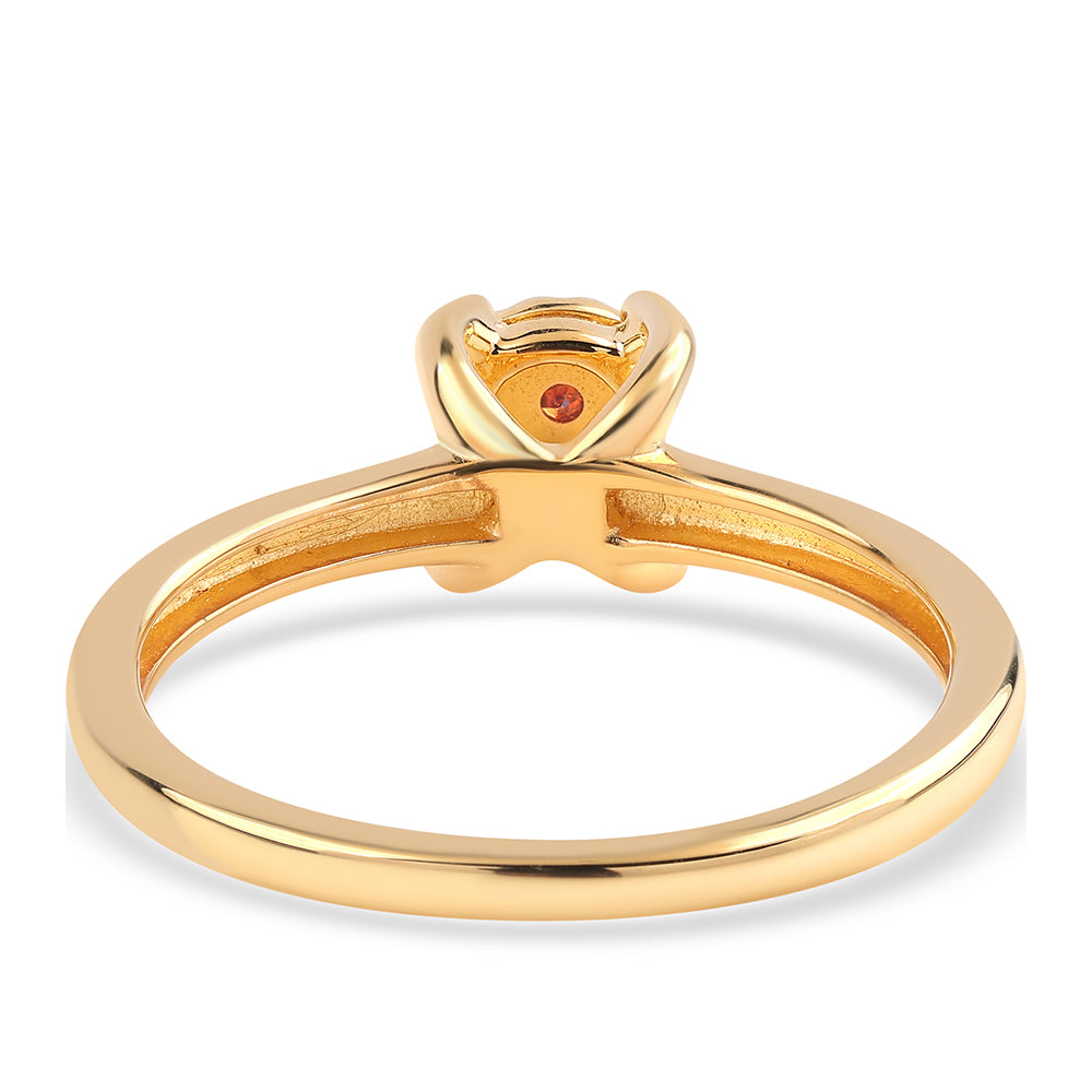 Set din Argint 925 Placat cu Aur ( 1.3 grame ) cu Diamant Roșu 0.02 Carate ( Cercei+Inel+Pandantiv ) 10 