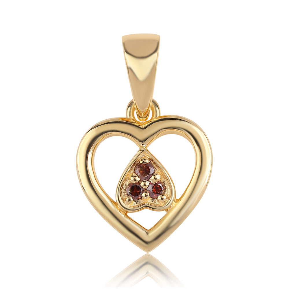 Pandantiv din Argint 925 Placat cu Aur ( 1.13 grame ) cu Diamant Roșu 0.05 Carate 1 