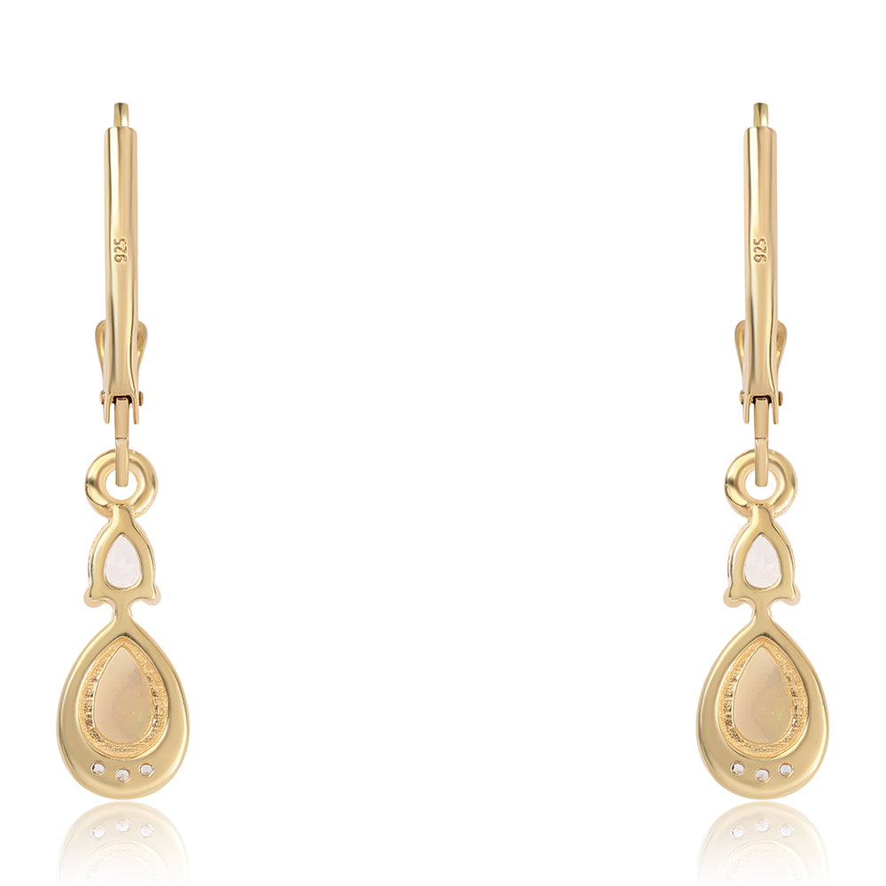 Cercei din Argint 925 Placat cu Aur ( 1.82 grame ) cu Opal Etiopian Lega Dembi și Topaz Alb 0.93 Carate