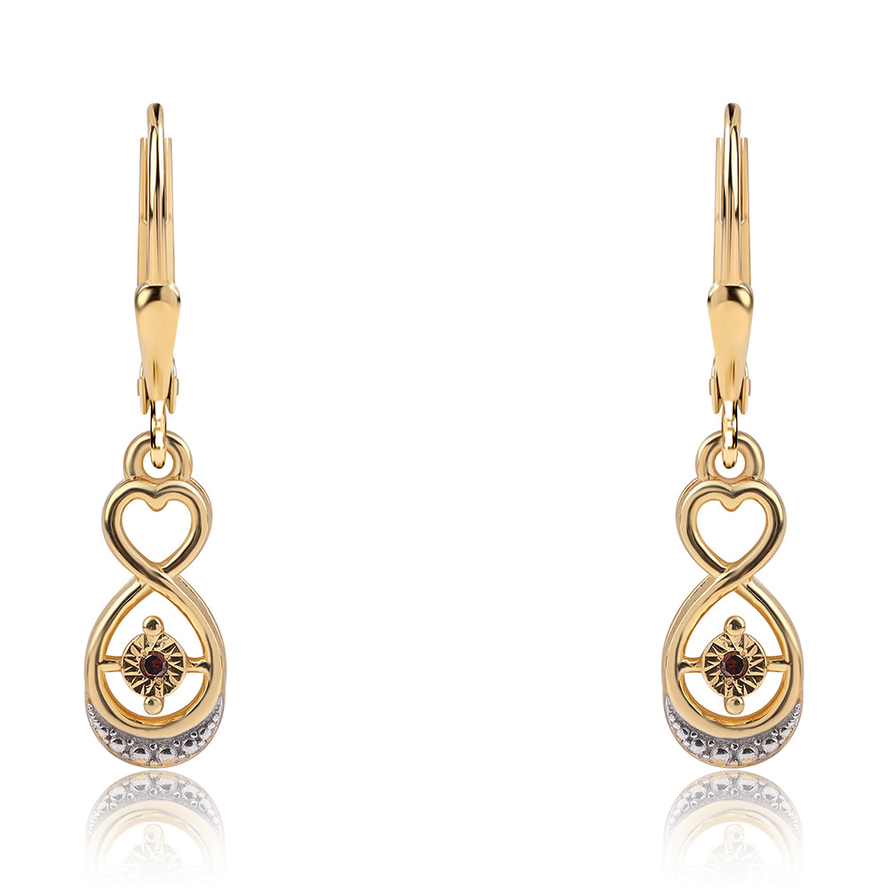 Cercei din Argint 925 Placat cu Aur ( 2.4 grame ) cu Diamant Roșu 0.02 Carate 1 