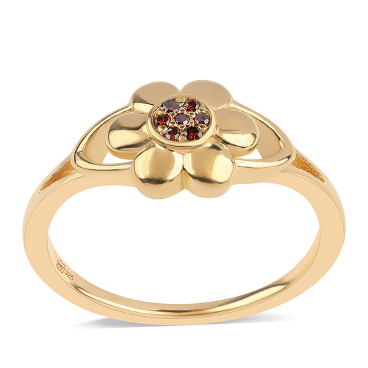 Inel din Argint 925 Placat cu Aur ( 2.08 grame ) cu Diamant Roșu 0.04 Carate