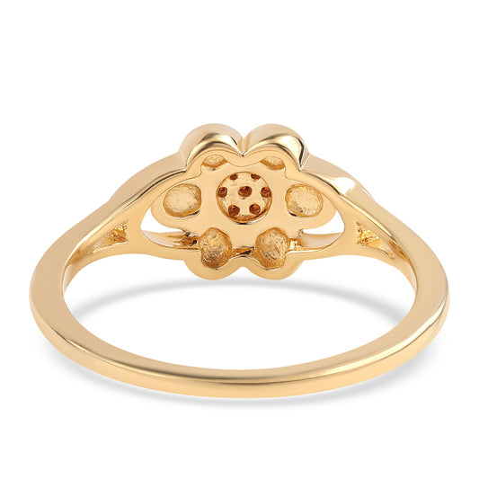 Inel din Argint 925 Placat cu Aur ( 2.08 grame ) cu Diamant Roșu 0.04 Carate