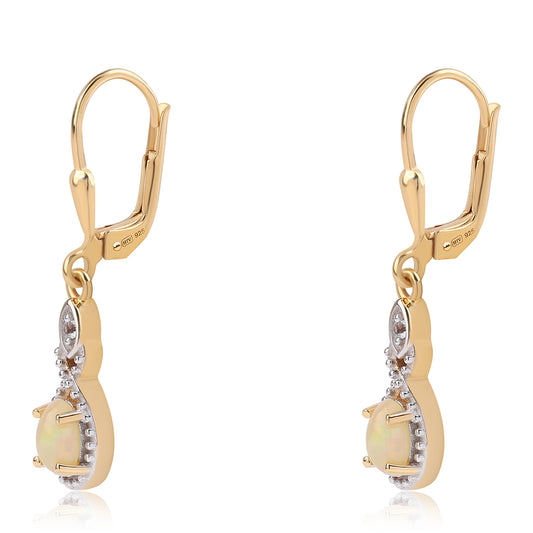 Cercei din Argint 925 Placat cu Aur ( 2.29 grame ) cu Opal Etiopian Lega Dembi și Topaz Alb 0.71 Carate