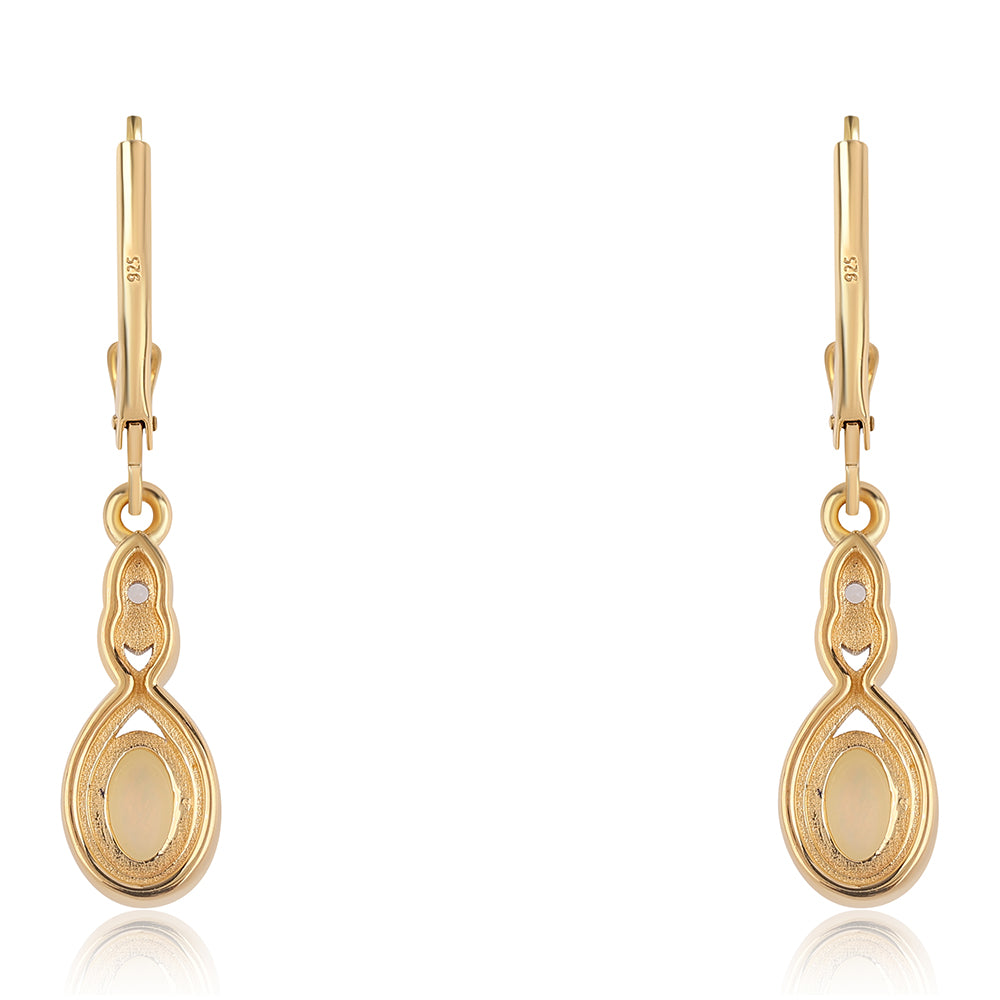 Cercei din Argint 925 Placat cu Aur ( 2.29 grame ) cu Opal Etiopian Lega Dembi și Topaz Alb 0.71 Carate 3 