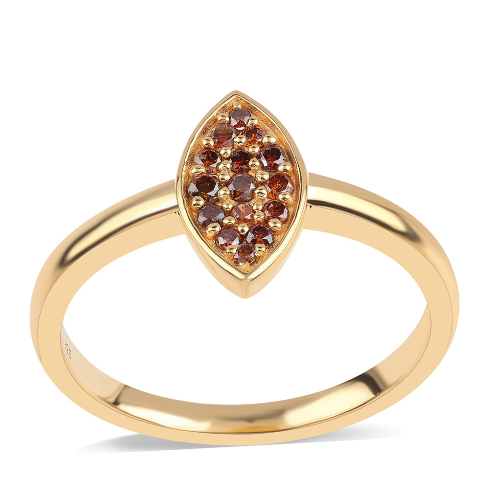 Inel din Argint 925 Placat cu Aur ( 2.11 grame ) cu Diamant Roșu 0.17 Carate