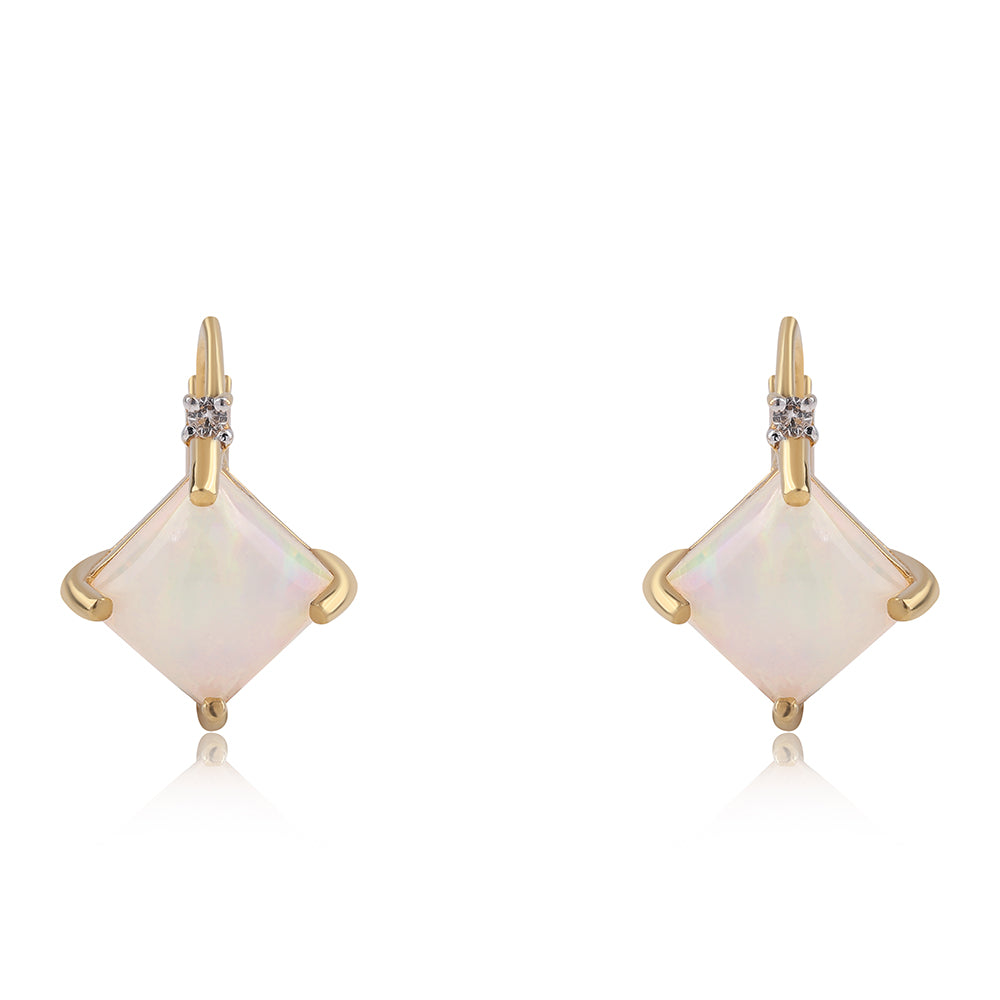 Cercei din Argint 925 Placat cu Aur ( 1.73 grame ) cu Opal Etiopian Lega Dembi și Topaz Alb 1.63 Carate 1 