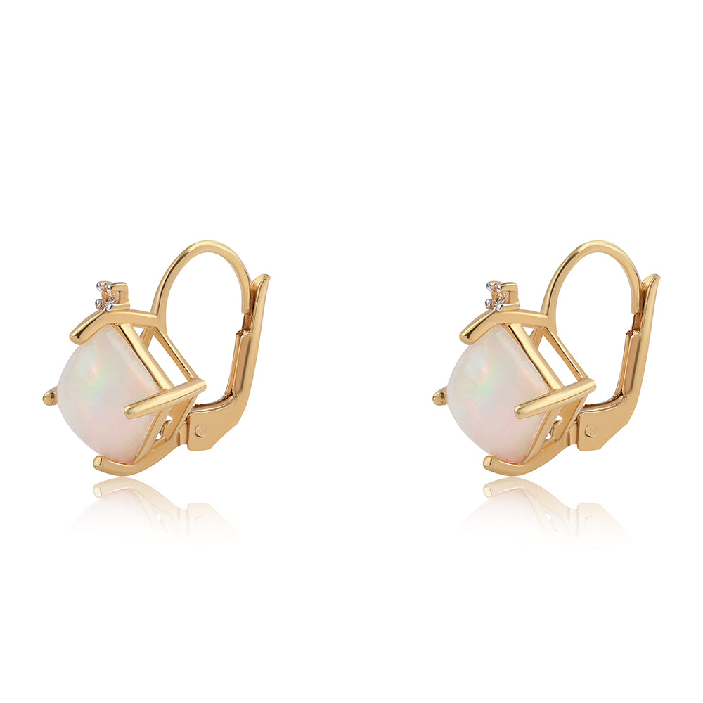 Cercei din Argint 925 Placat cu Aur ( 1.73 grame ) cu Opal Etiopian Lega Dembi și Topaz Alb 1.63 Carate 3 