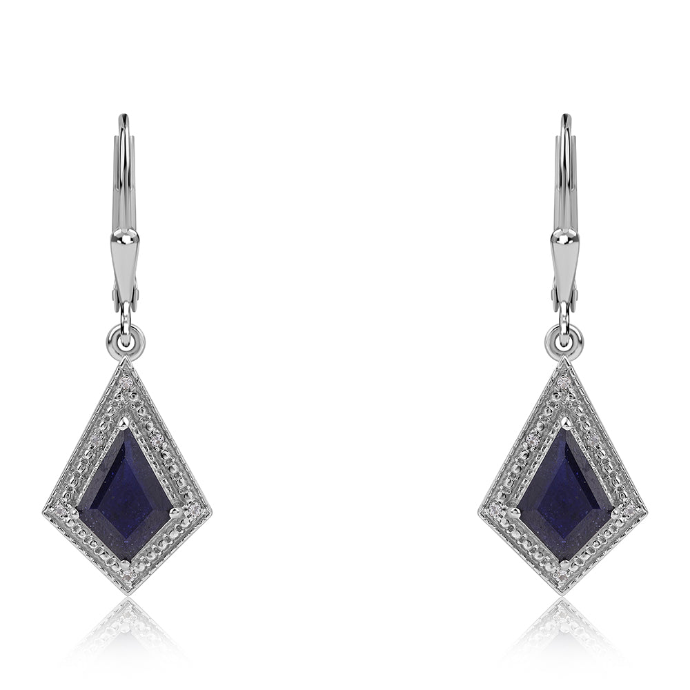 Cercei din Argint 925 ( 3.09 grame ) cu Safir Albastru Australian și Topaz Alb 3.26 Carate 1 