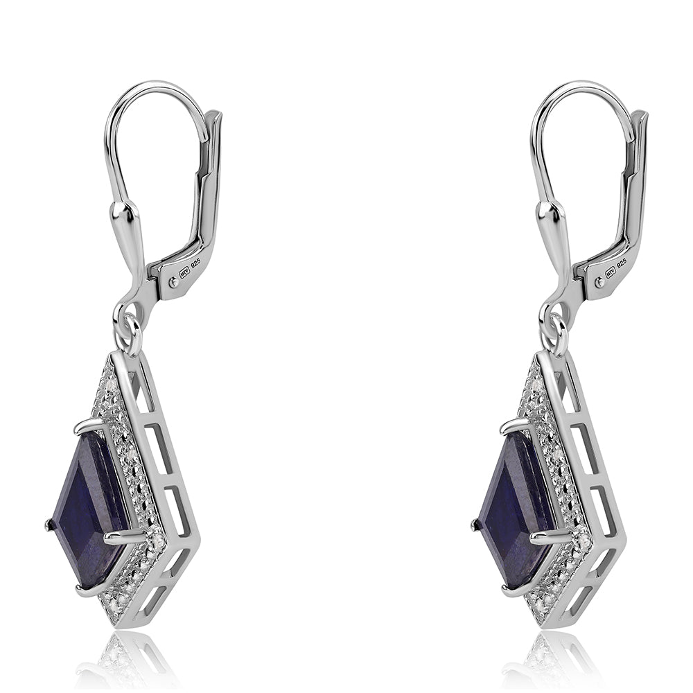 Cercei din Argint 925 ( 3.09 grame ) cu Safir Albastru Australian și Topaz Alb 3.26 Carate 2 
