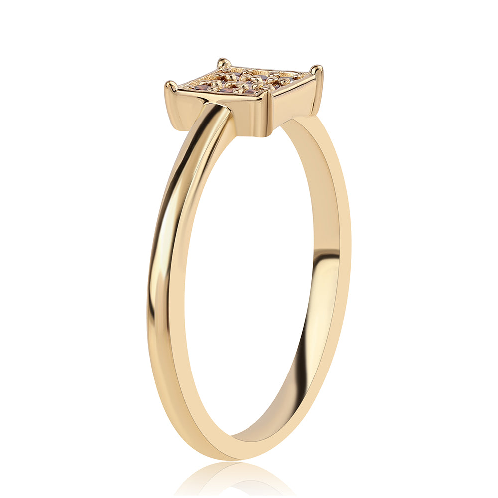 Inel din Argint 925 Placat cu Aur ( 2 grame ) cu Diamant Roșu 0.13 Carate