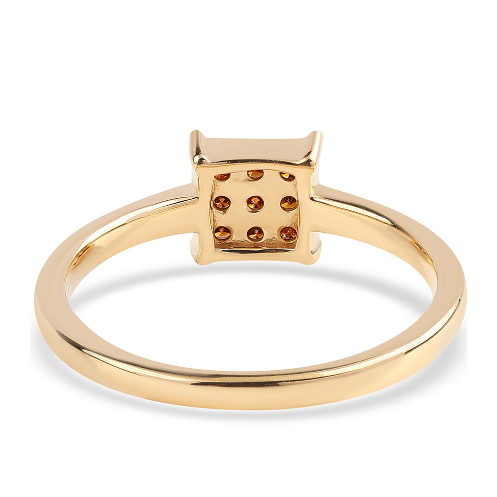 Inel din Argint 925 Placat cu Aur ( 2 grame ) cu Diamant Roșu 0.13 Carate 3 