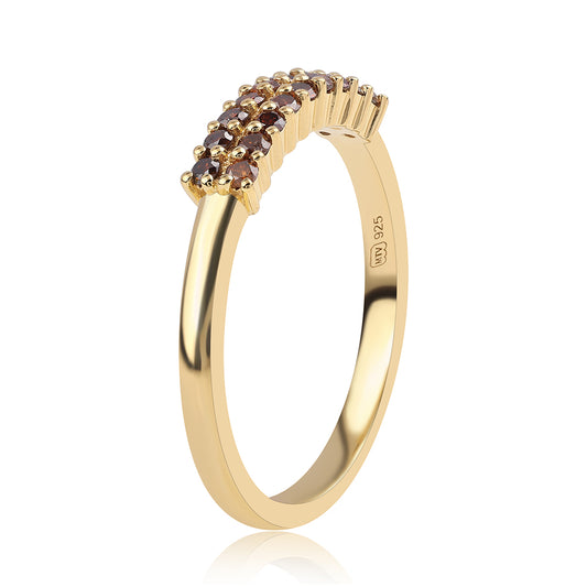 Inel din Argint 925 Placat cu Aur ( 1.91 grame ) cu Diamant Roșu 0.26 Carate