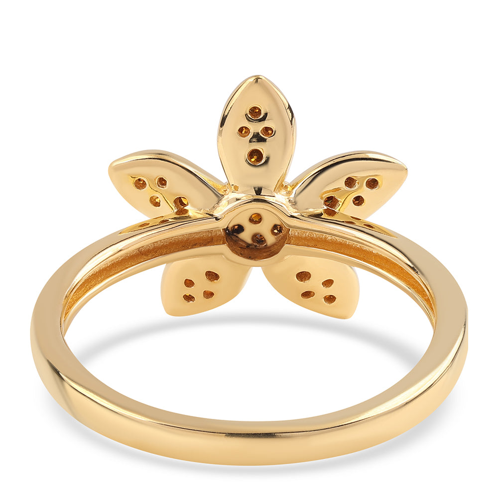 Inel din Argint 925 Placat cu Aur ( 2.43 grame ) cu Diamant Roșu 0.23 Carate