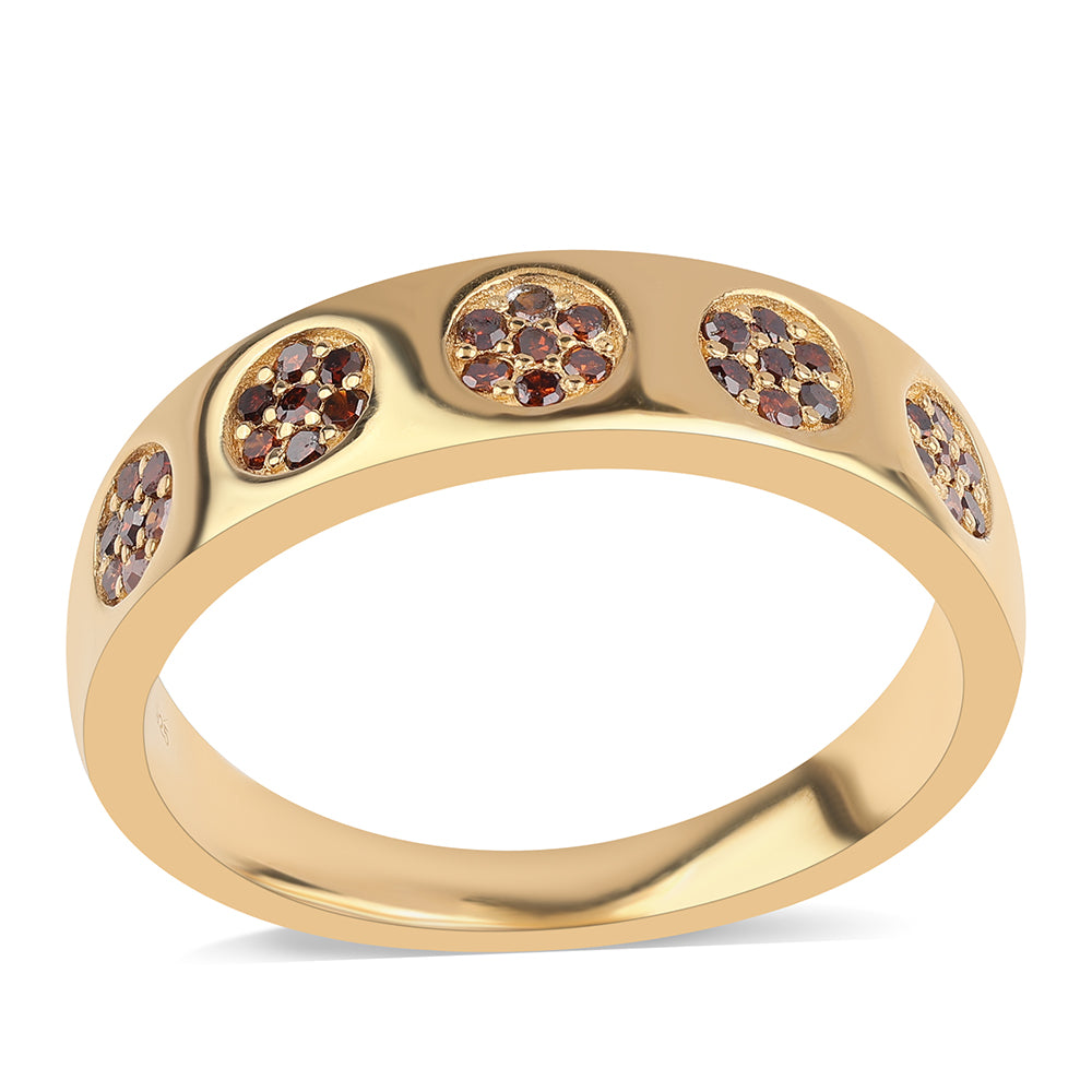 Inel din Argint 925 Placat cu Aur ( 3.49 grame ) cu Diamant Roșu 0.18 Carate