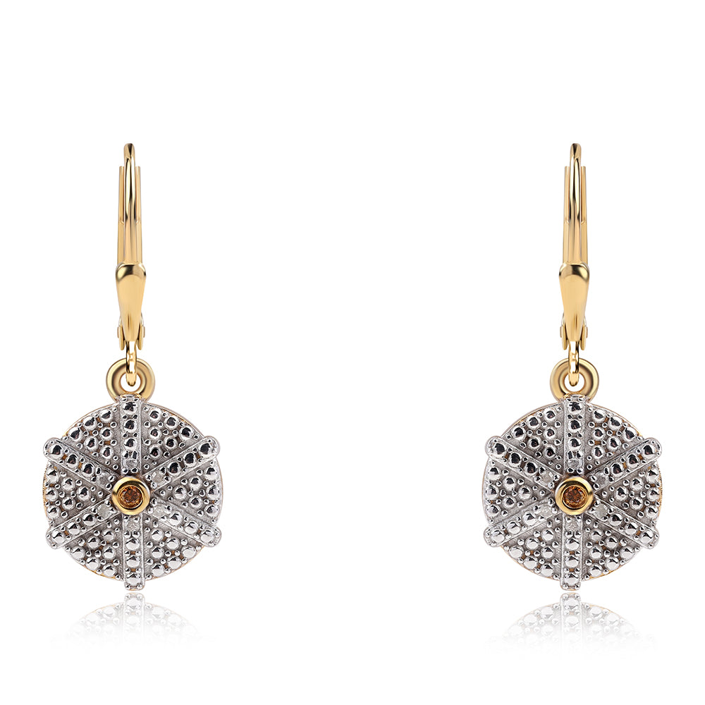 Cercei din Argint 925 Placat cu Aur ( 3.94 grame ) cu Diamant Roșu și Diamant Alb 0.11 Carate 1 