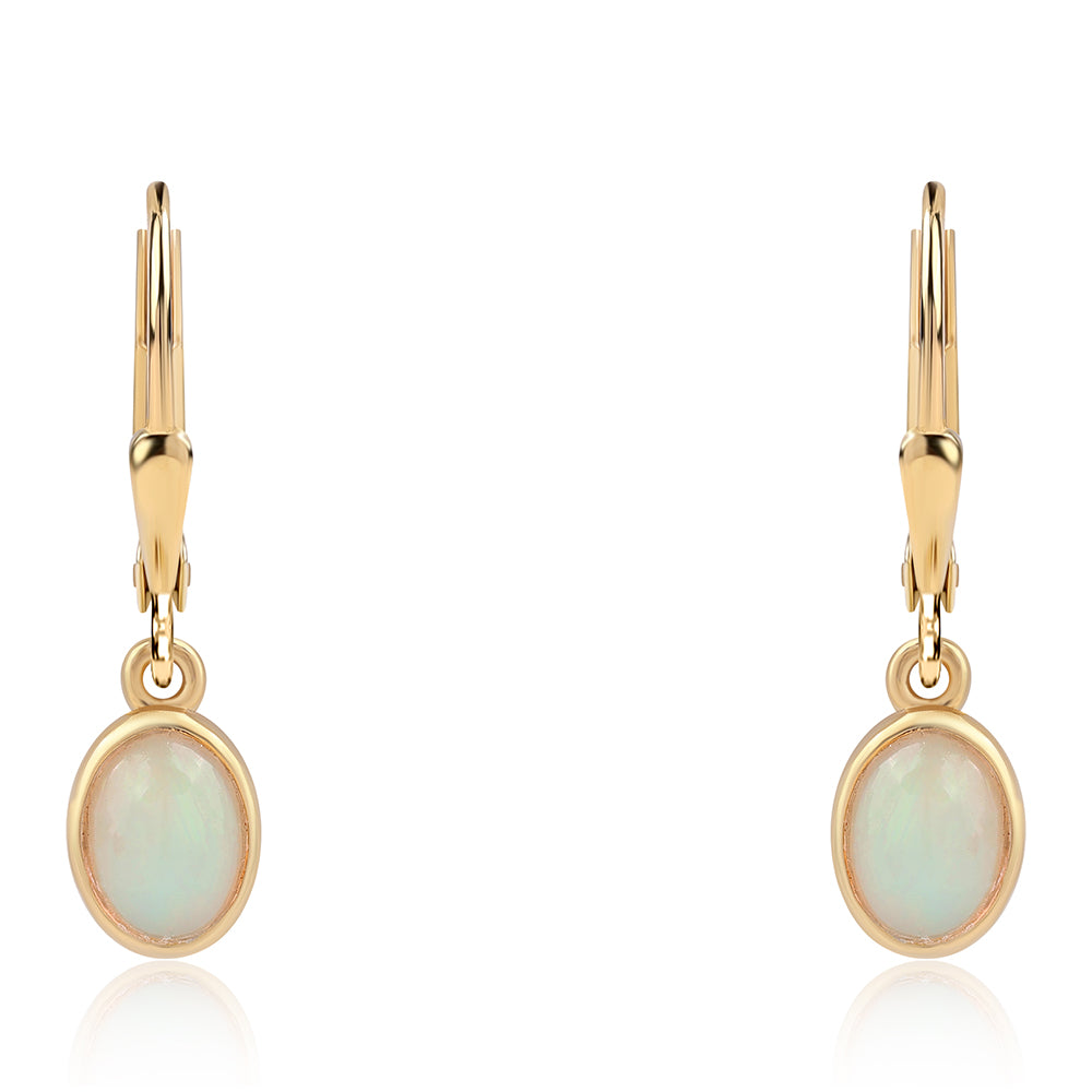 Cercei din Argint 925 Placat cu Aur ( 1.69 grame ) cu Opal Etiopian Lega Dembi 1.1 Carate 1 