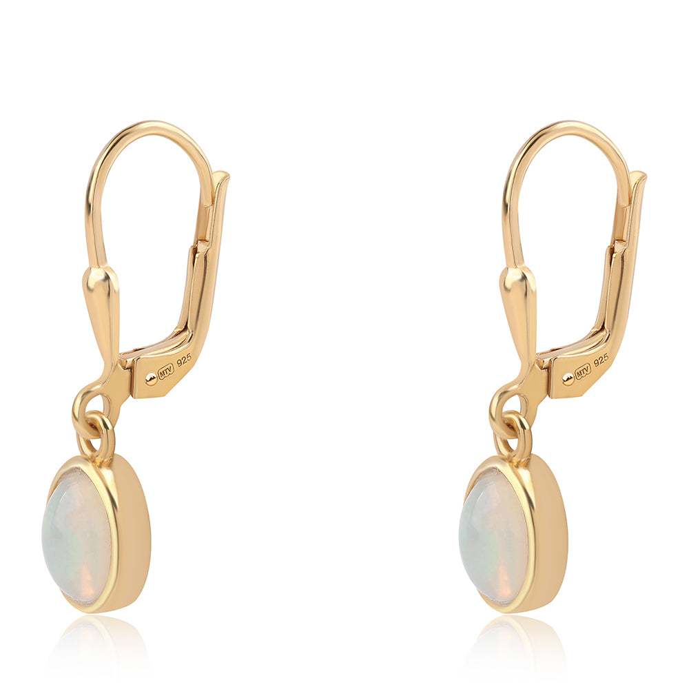 Cercei din Argint 925 Placat cu Aur ( 1.69 grame ) cu Opal Etiopian Lega Dembi 1.1 Carate 2 