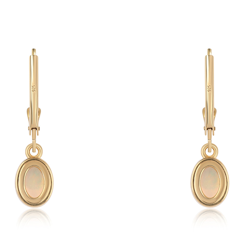 Cercei din Argint 925 Placat cu Aur ( 1.69 grame ) cu Opal Etiopian Lega Dembi 1.1 Carate 3 