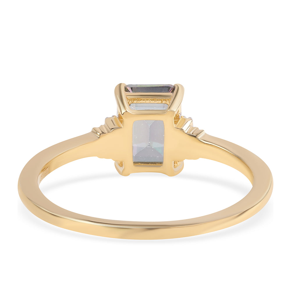 Inel din Argint 925 Placat cu Aur ( 2.21 grame ) cu Topaz Mistic și Topaz Alb 1.52 Carate 3 